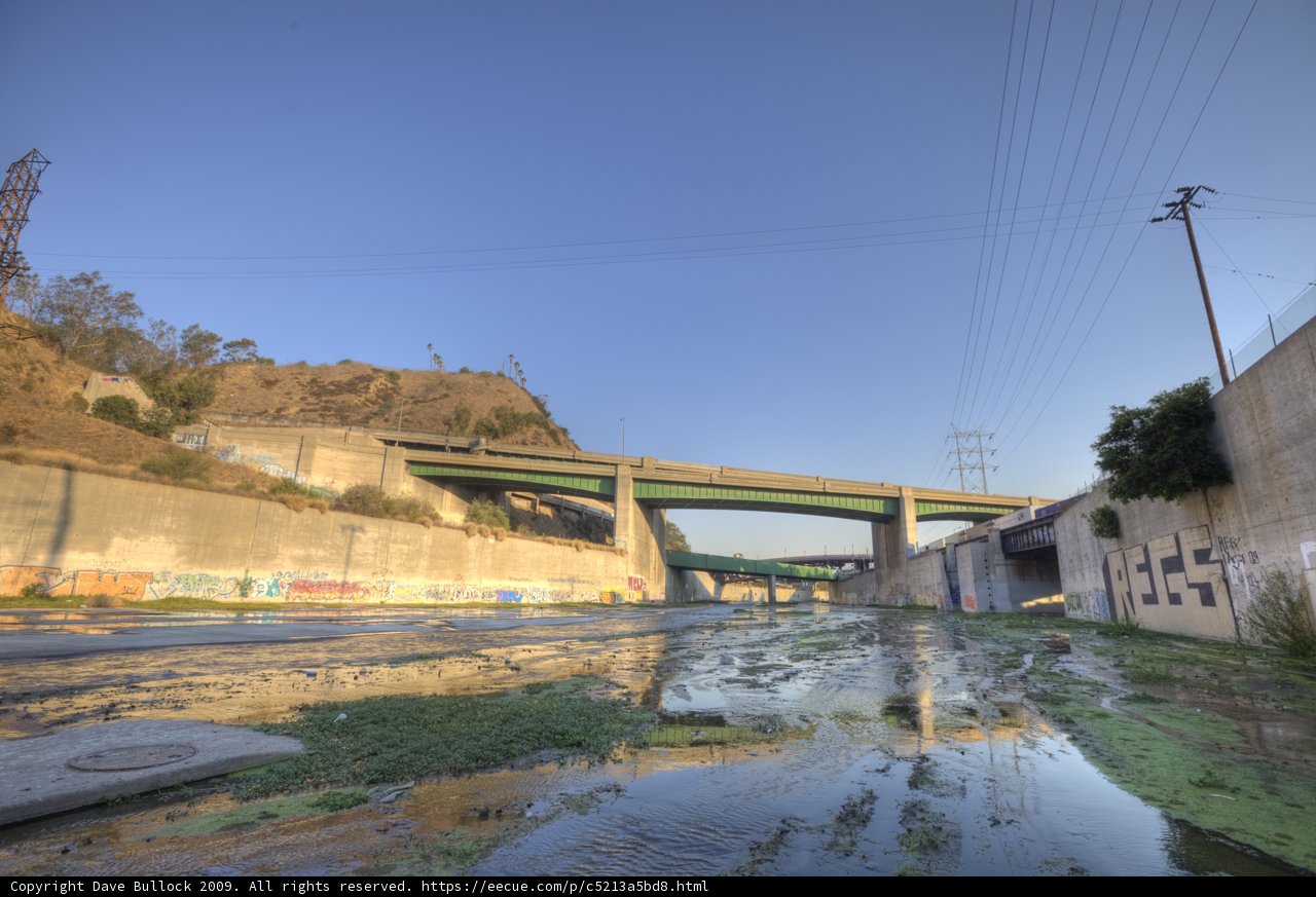 Overpass Crossing the Flowing River