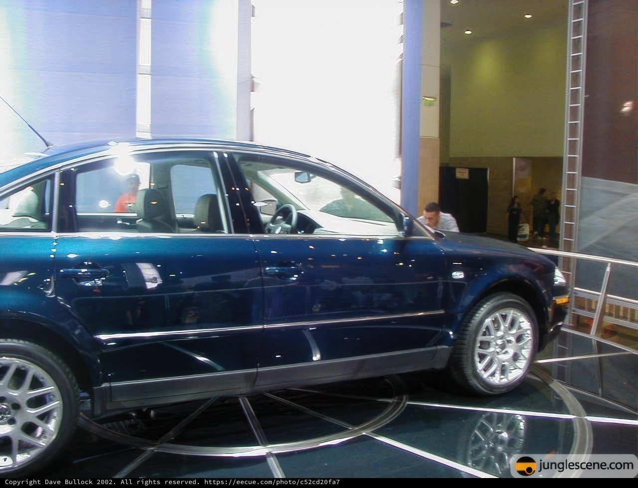 Sleek Blue Sedan on Display at LA Auto Show