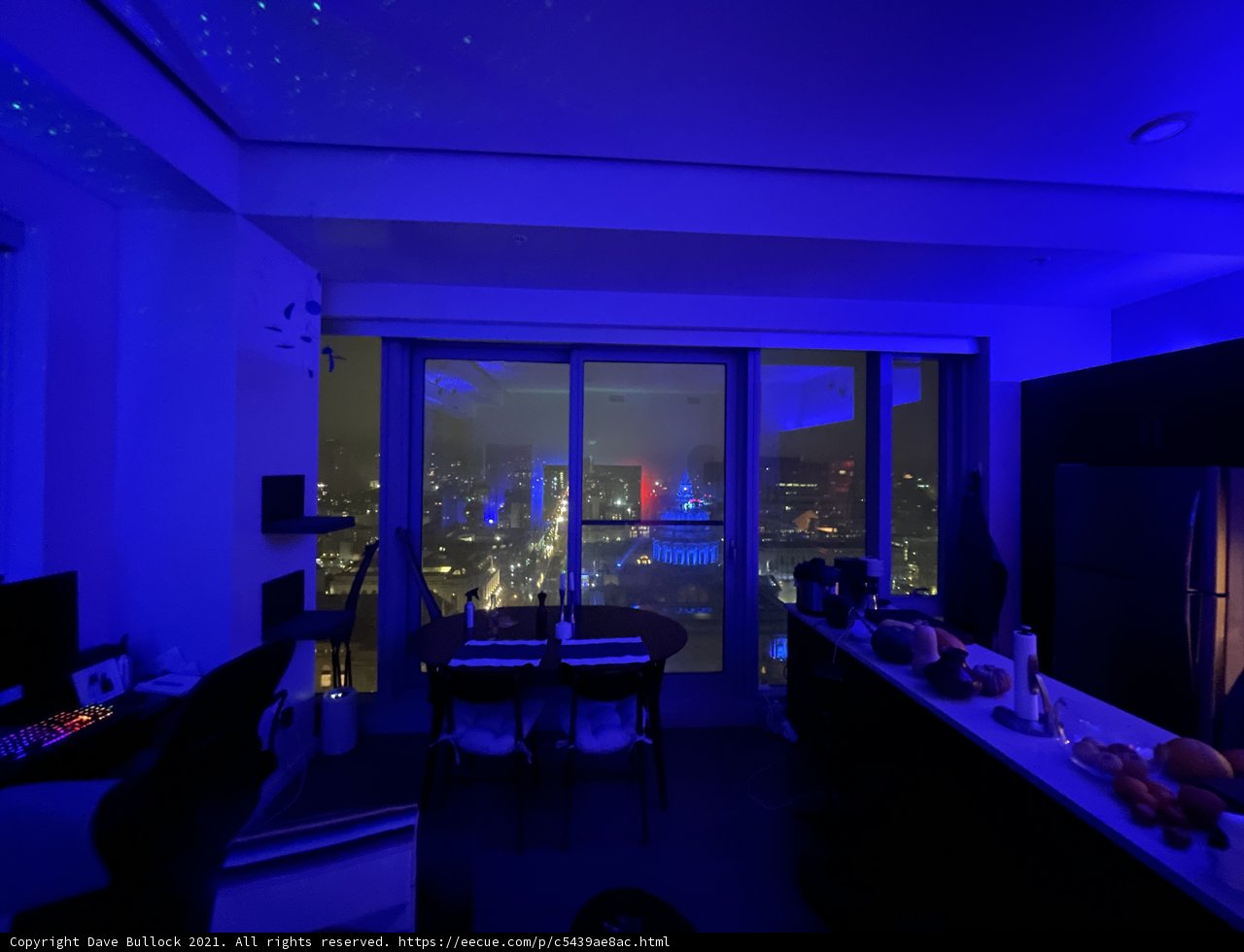 Blue Light City View Kitchen