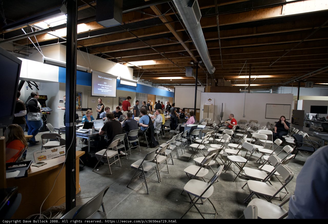 The bustling hall of Barcamp 6