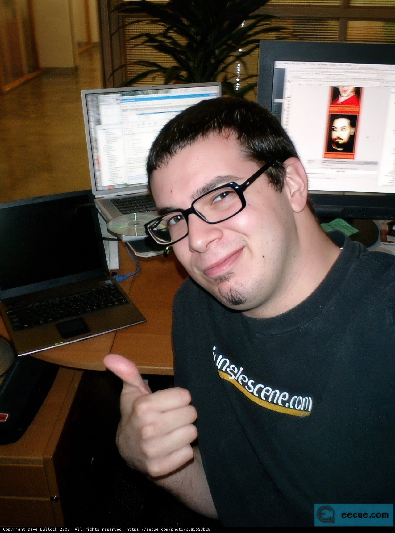 Dave B Gives a Thumbs Up to His Computer