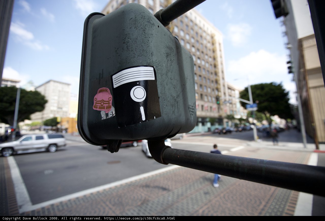 Street Intersection Traffic Light with Sticker