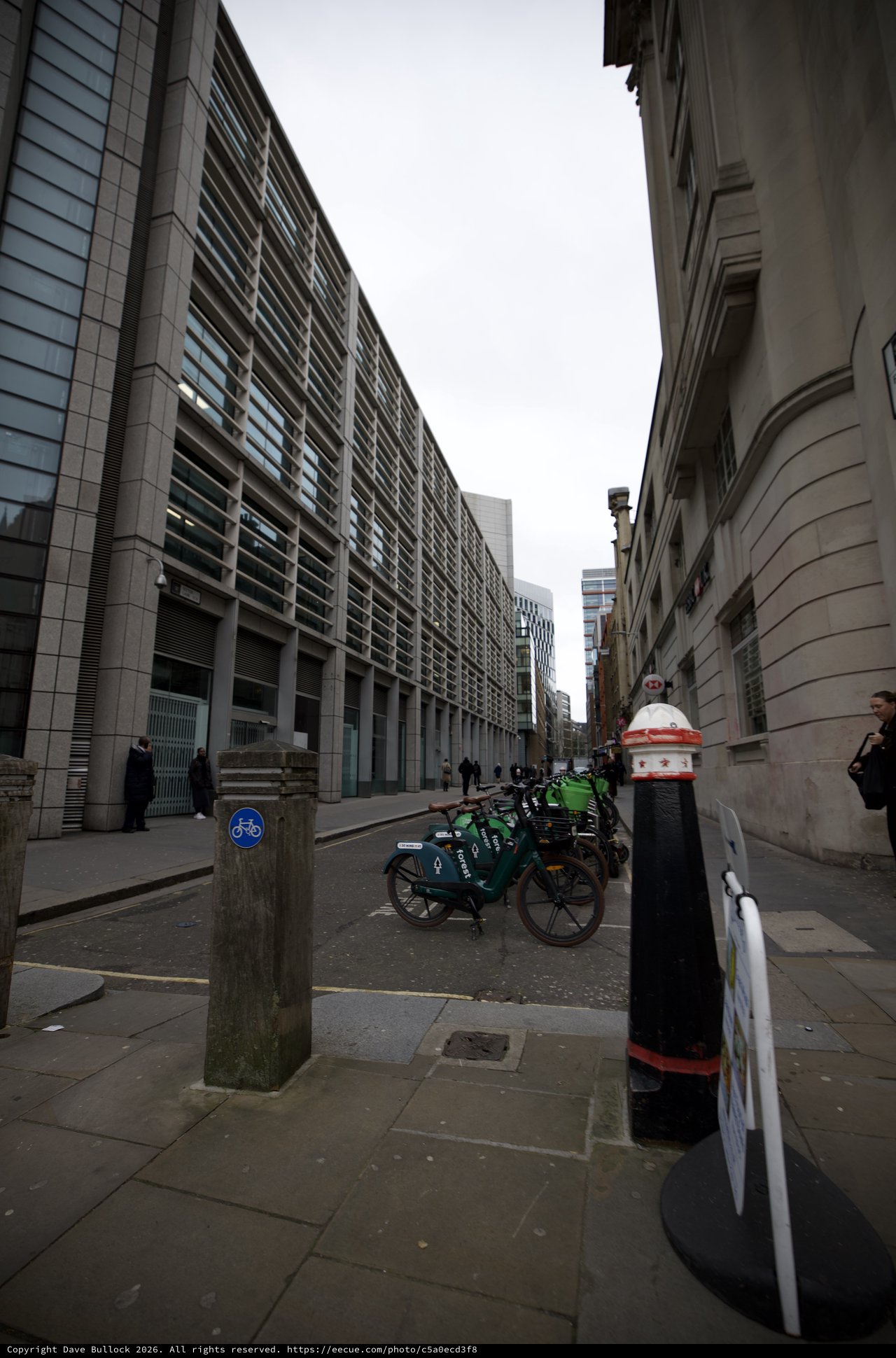 Modern Urban Street with Bike Share Station in London