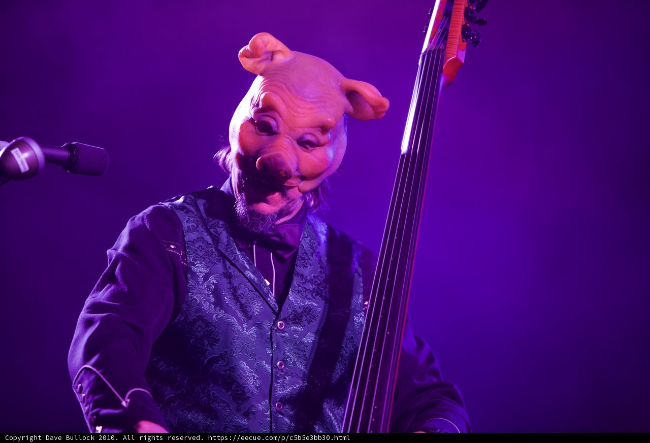 Pig mask bass player rocks Coachella 2010
