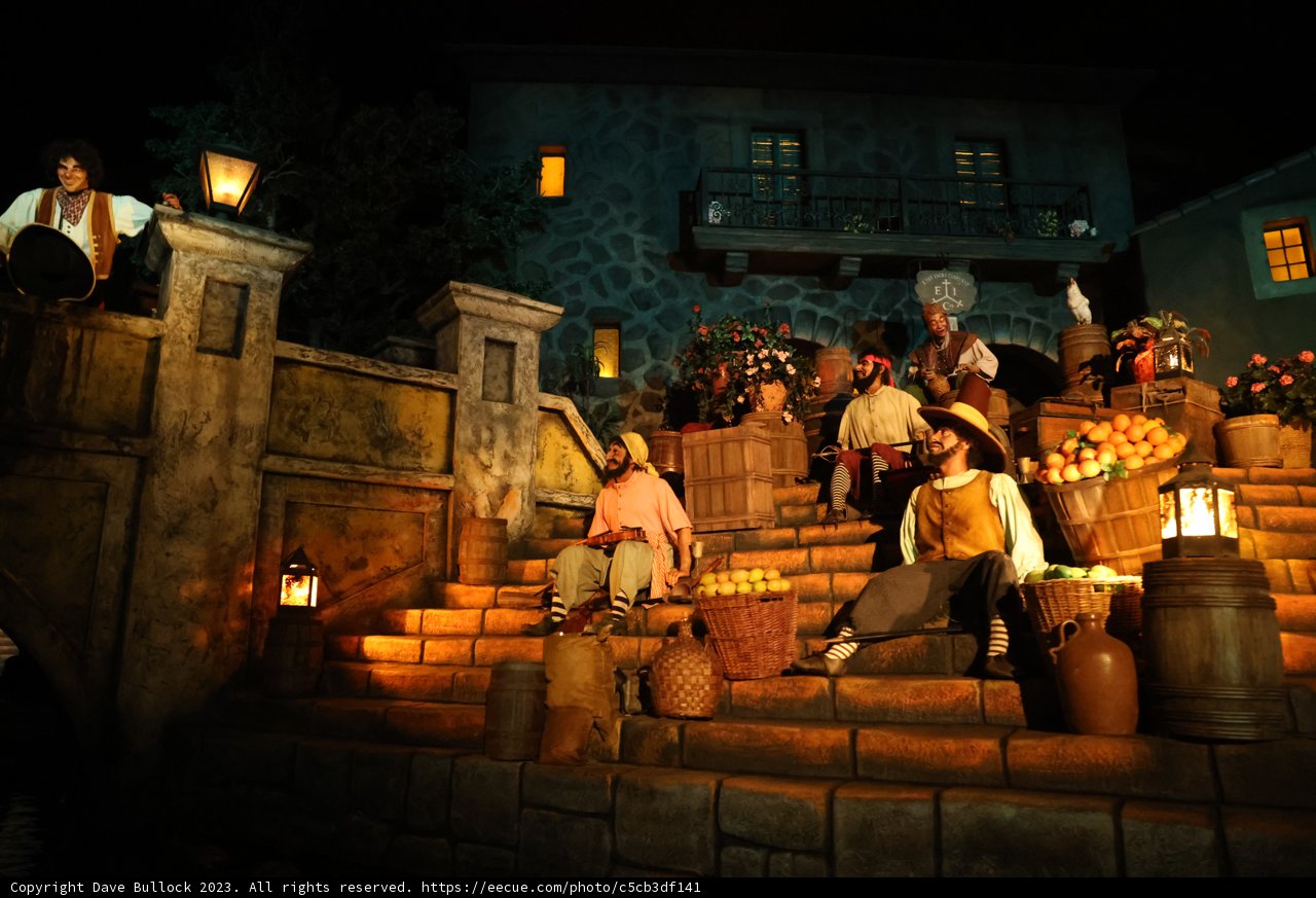 Nighttime Gathering on Architectural Steps