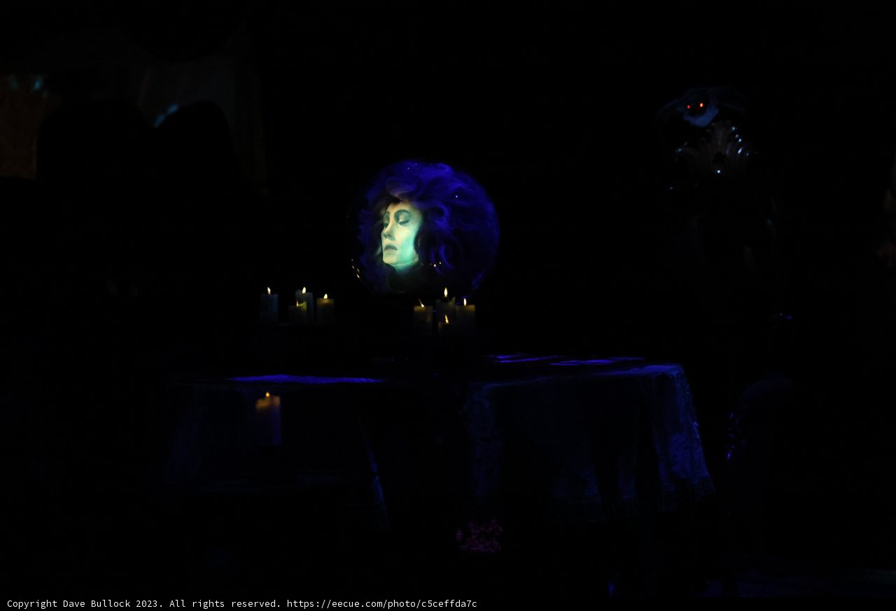 Illuminated Witch Head in the Night
