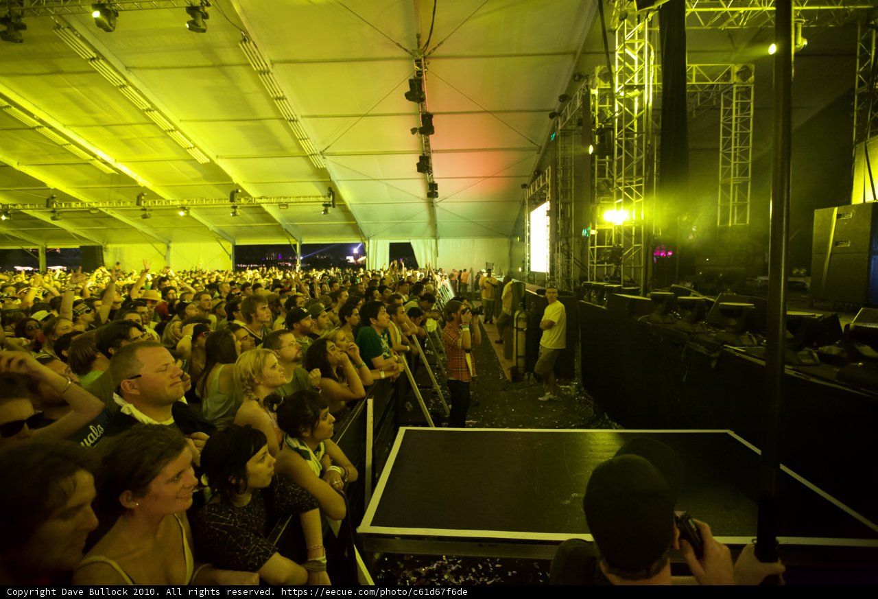 Yellow Lighted Crowd at Coachella Concert 2010