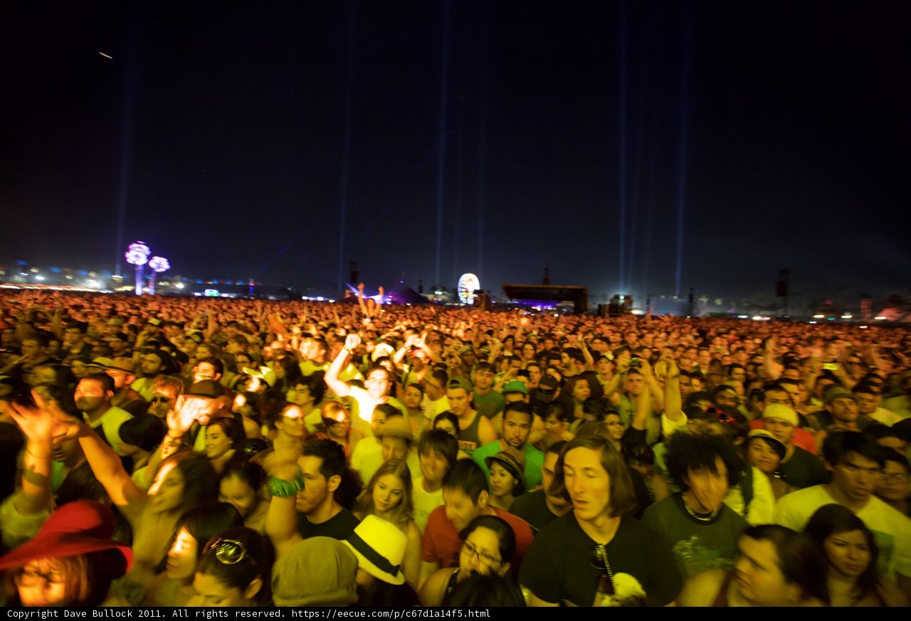 Nighttime Crowd at Coachella 2011 Concert