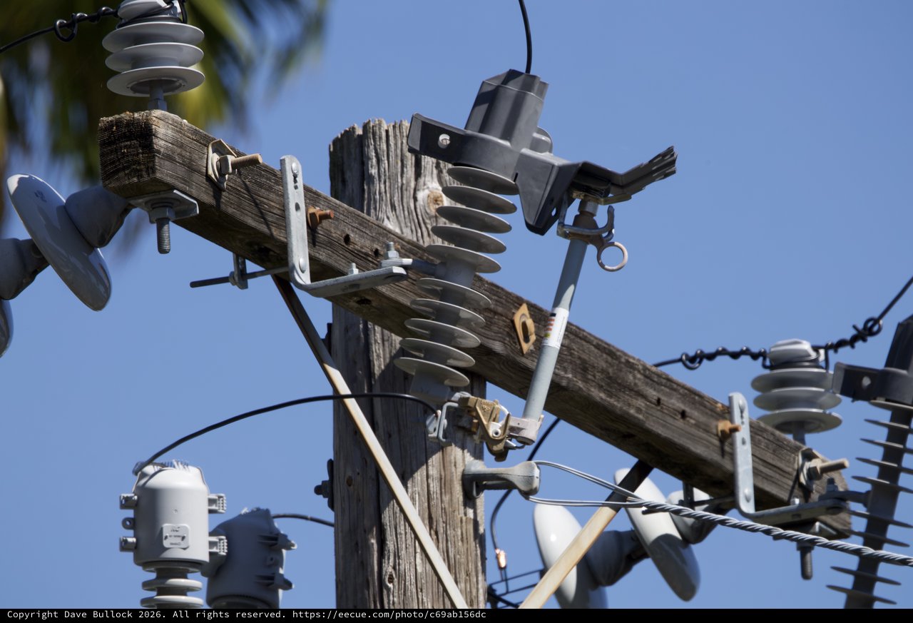 Utility Pole Hardware and Electrical Infrastructure Detail