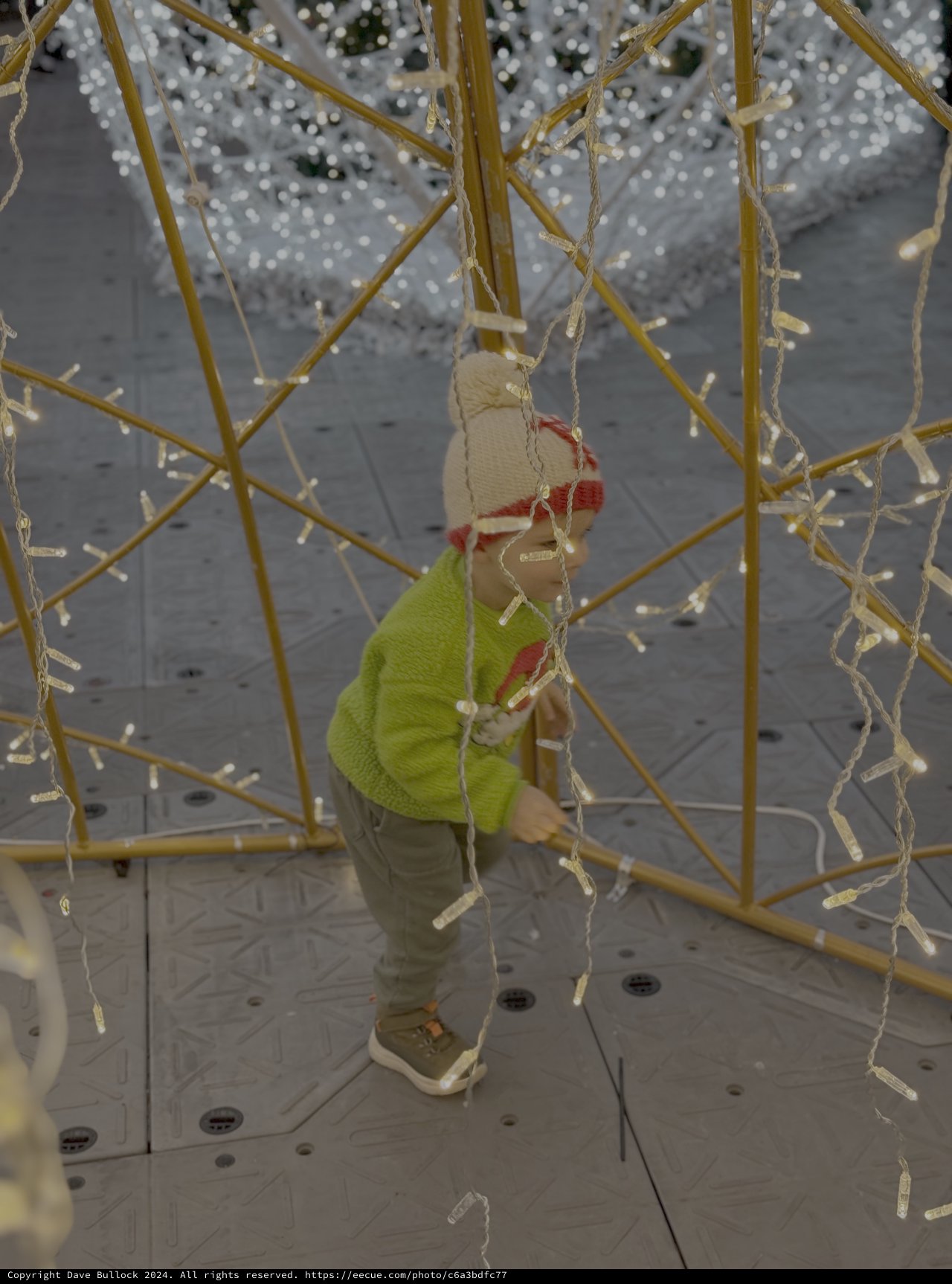 Child Playing in Golden Light Installation