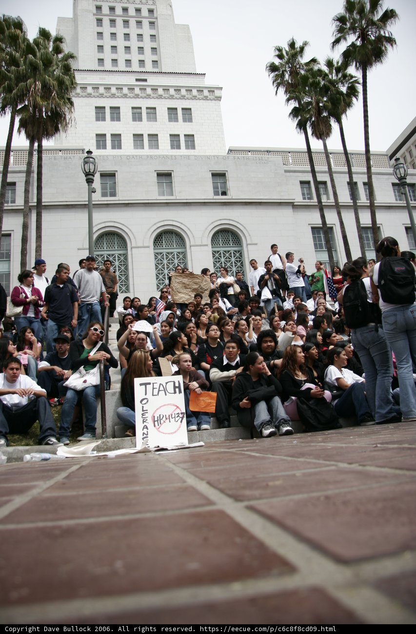 School Walkout Protestors Sitting in Front of Office Building