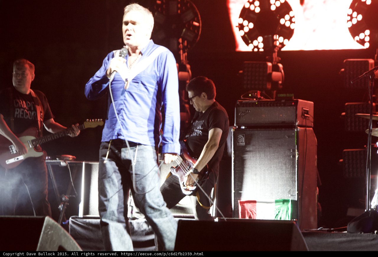 Morrissey Blue Shirt Guitarist Capitol Records Bassist Glasses Capitol Tee Italian Flag Ampeg Circular Lights