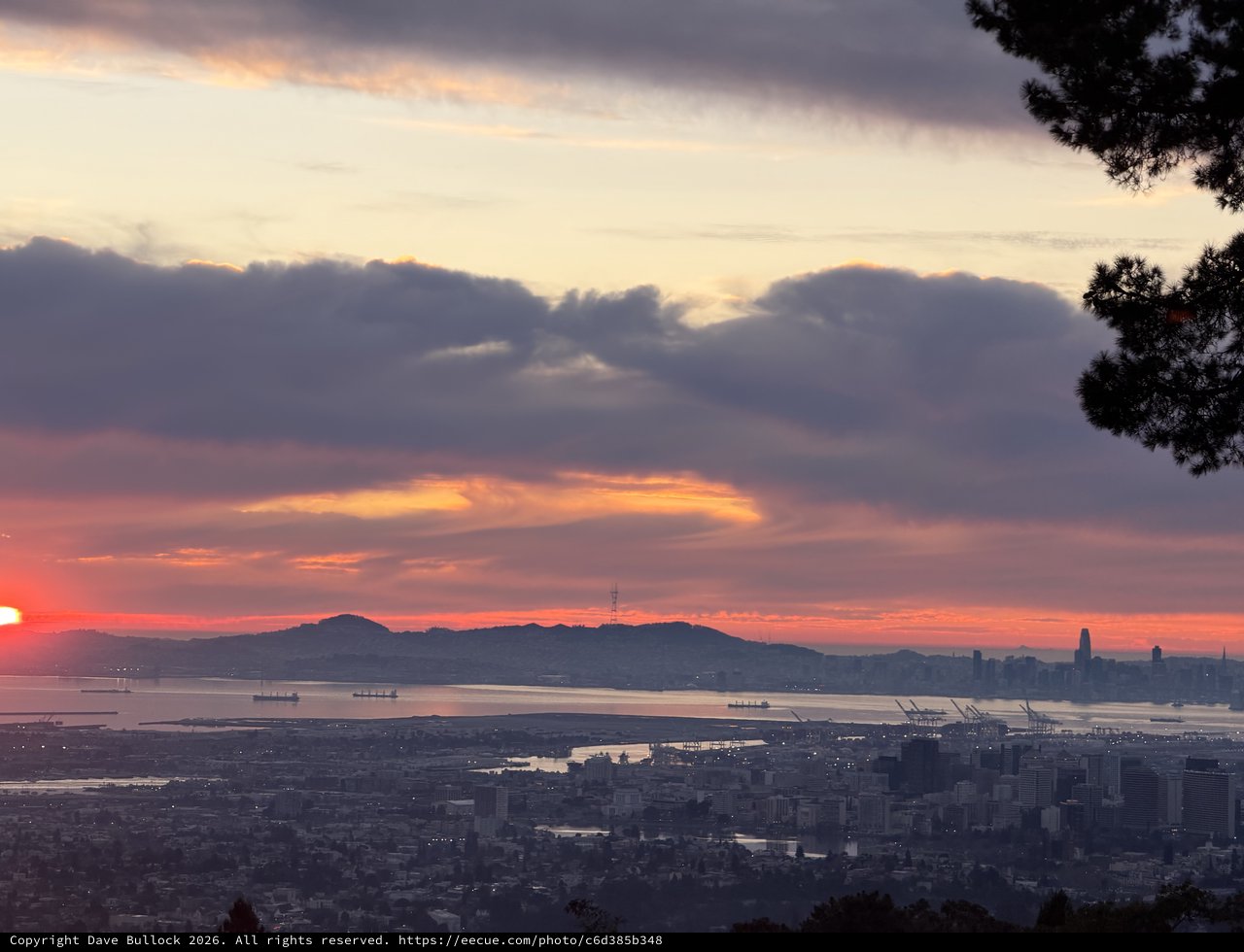 Sunset Over San Francisco Bay from Oakland Hills