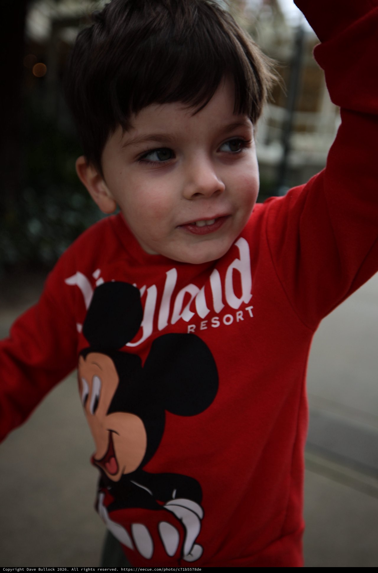Young Boy in Mickey Mouse Disneyland Sweatshirt