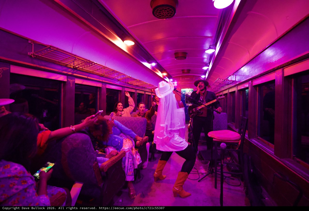 Live Music Performance on Illuminated Train Car