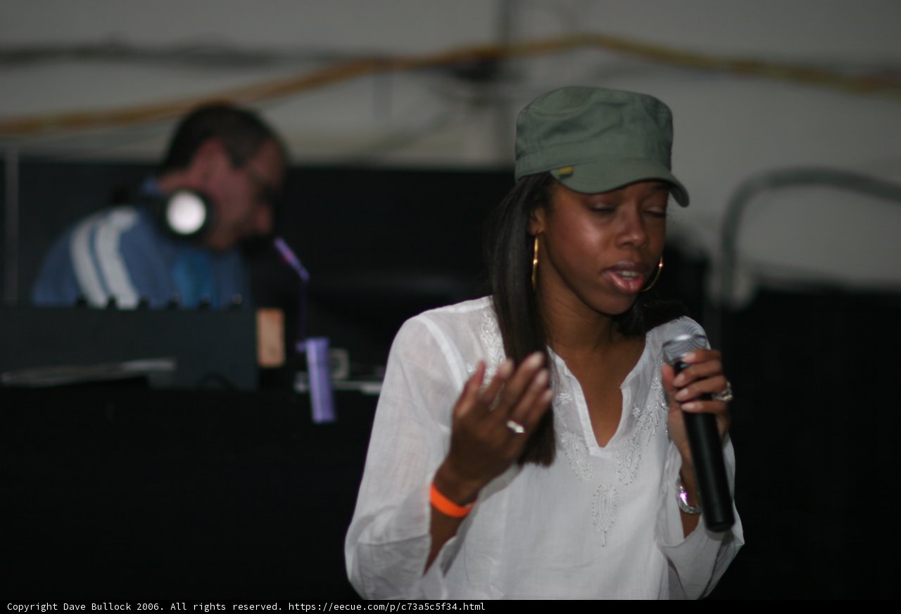 Green Hat Woman with Microphone