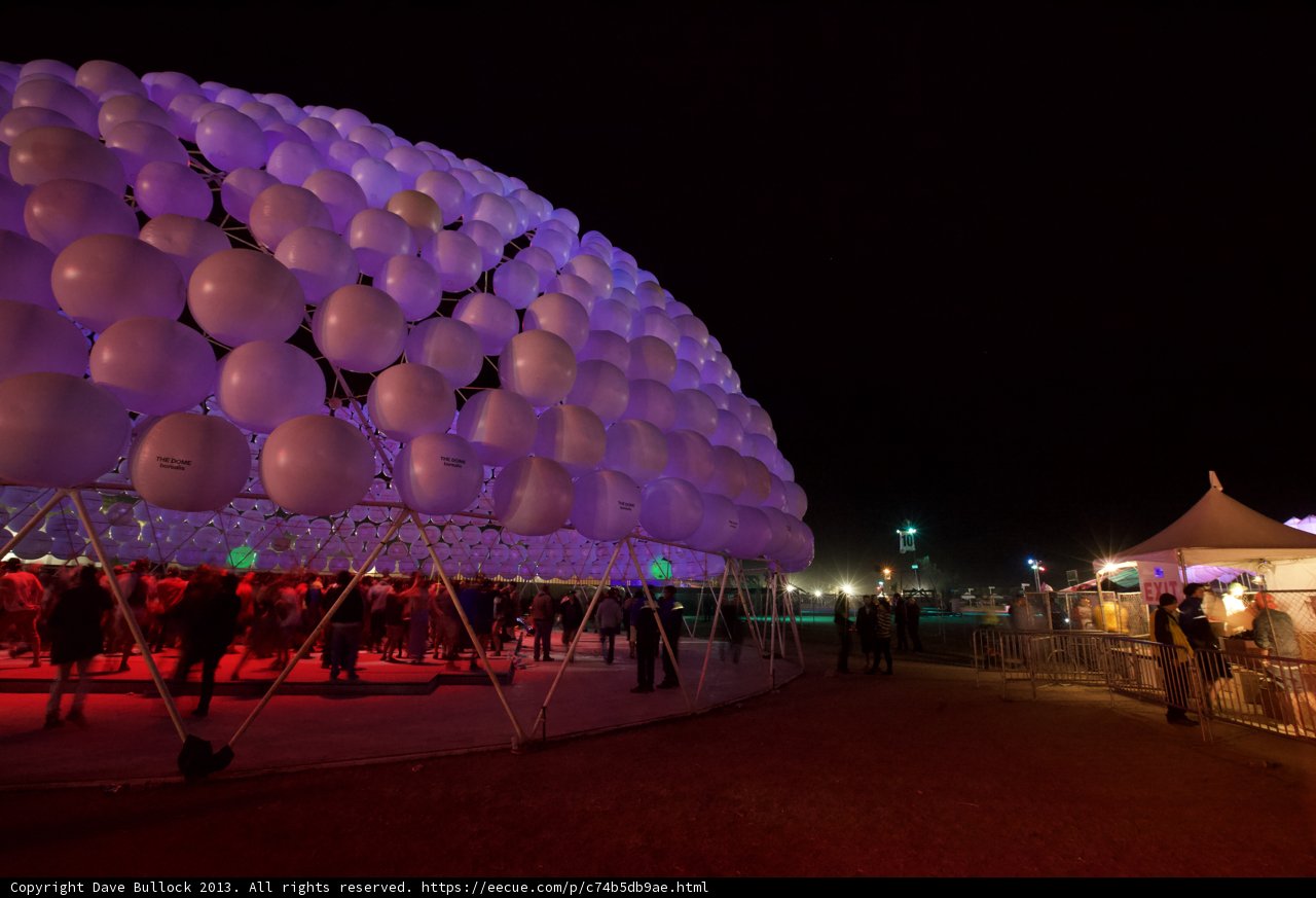 Balloon-Filled Dome Illuminates the Night Sky