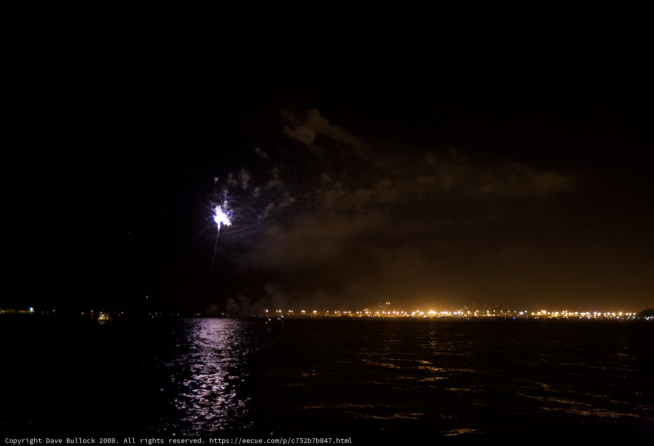 Awe-inspiring Fireworks Show Over the Glistening Water