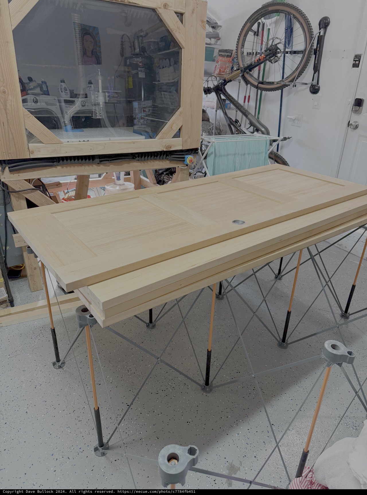 Woodworking Project in Home Workshop Garage