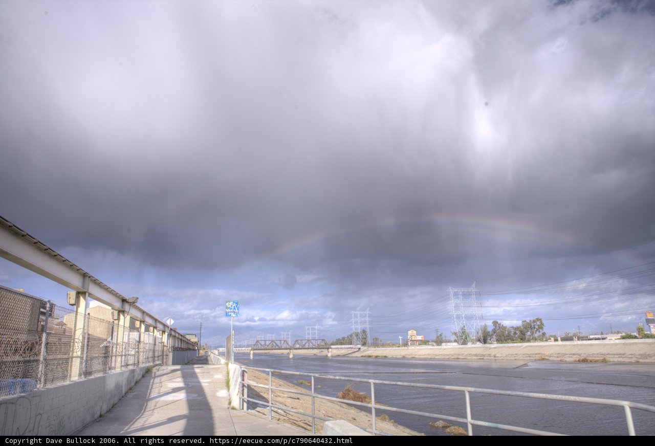 Glorious Rainbow Above Riverside Freeway