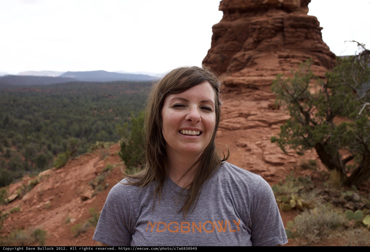 Smiling Hiker Among Sedona's Red Rock Formations