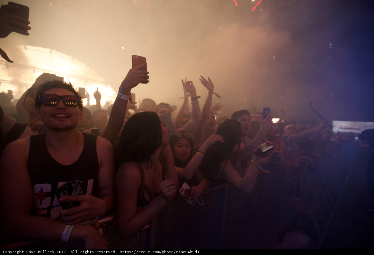 Smoke-filled Concert Crowd