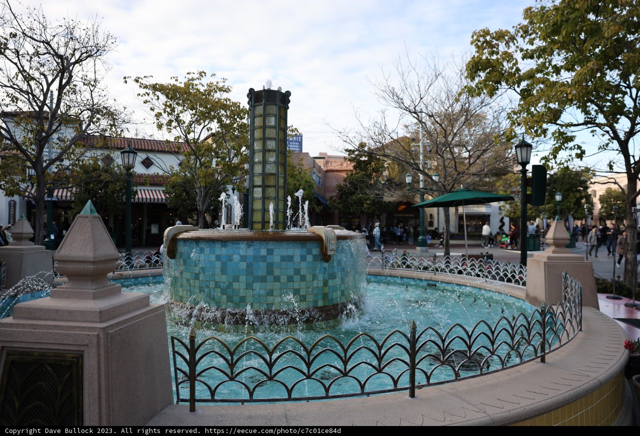 City Fountain on a Cloudy Day