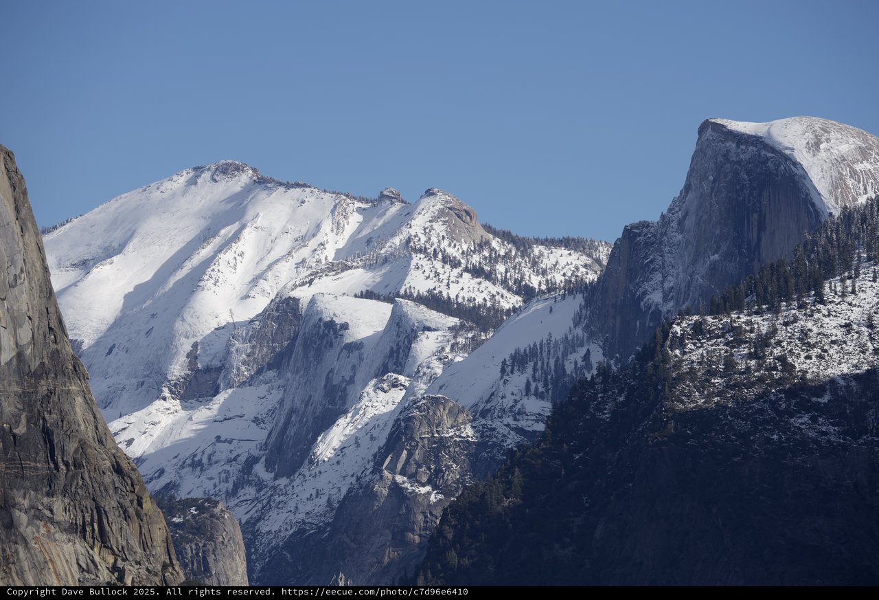 Snow-Covered Peaks of Yosemite Valley in Winter