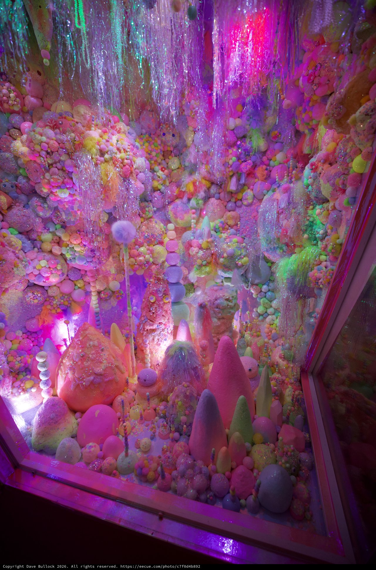 Vibrant Candy-Colored Installation in Glass Display Case