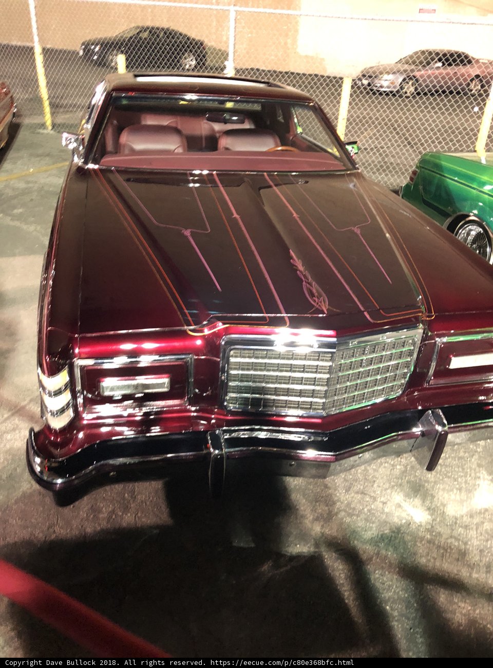 Maroon Coupe Parked in Vintage Car Show
