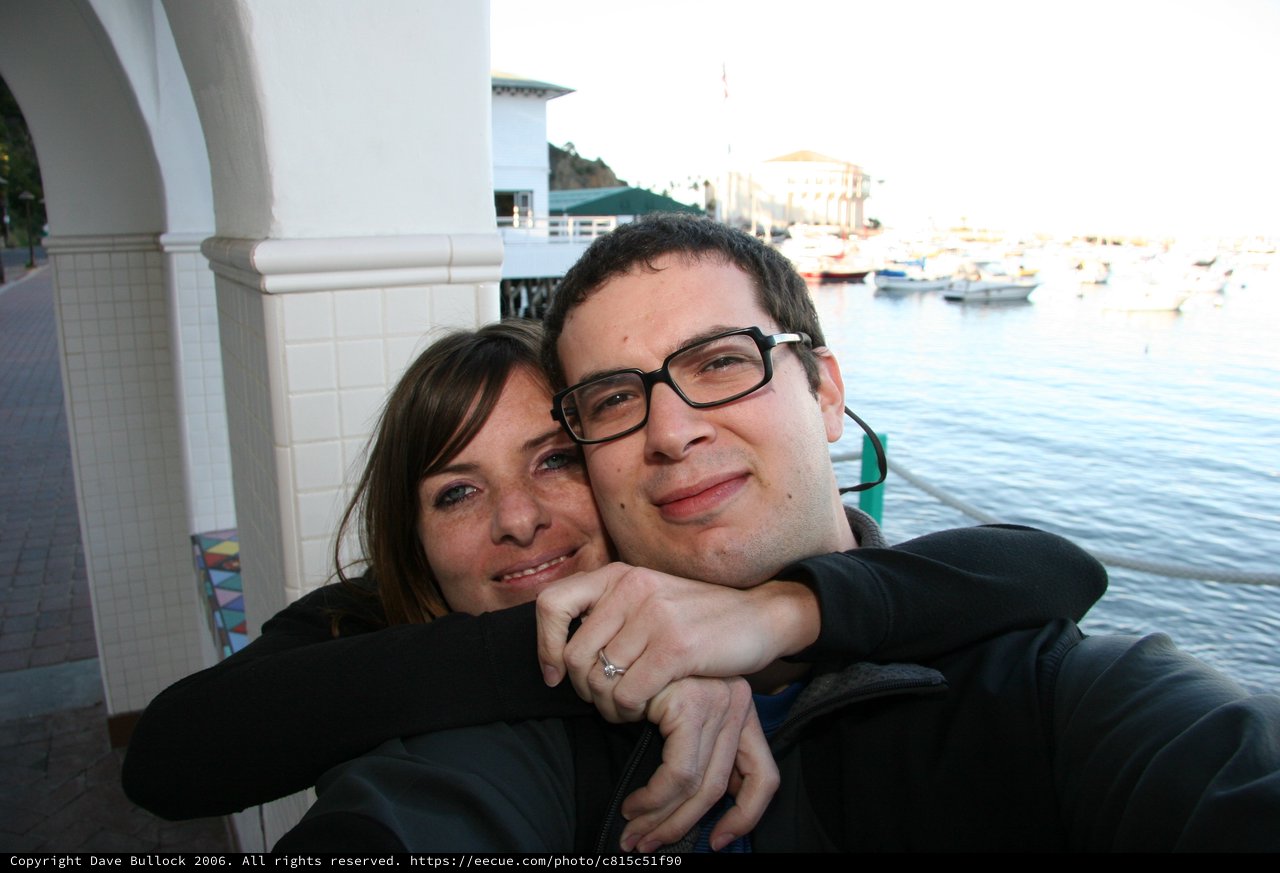 Couple Embracing at Catalina Island Harbor Waterfront