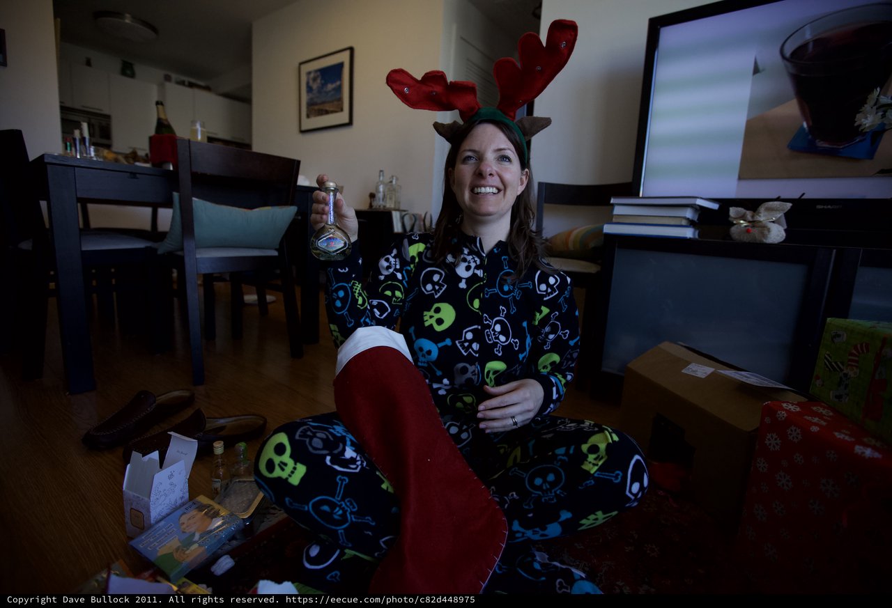 Festive Reindeer Pajamas and Christmas Stocking Morning