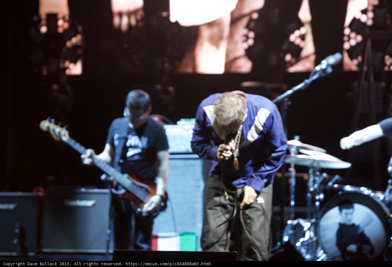 Morrissey Deep Bow Nearly Floor Blue Shirt Bassist Glasses Capitol Tee Bass Italian Flag Smiths Screen Drums