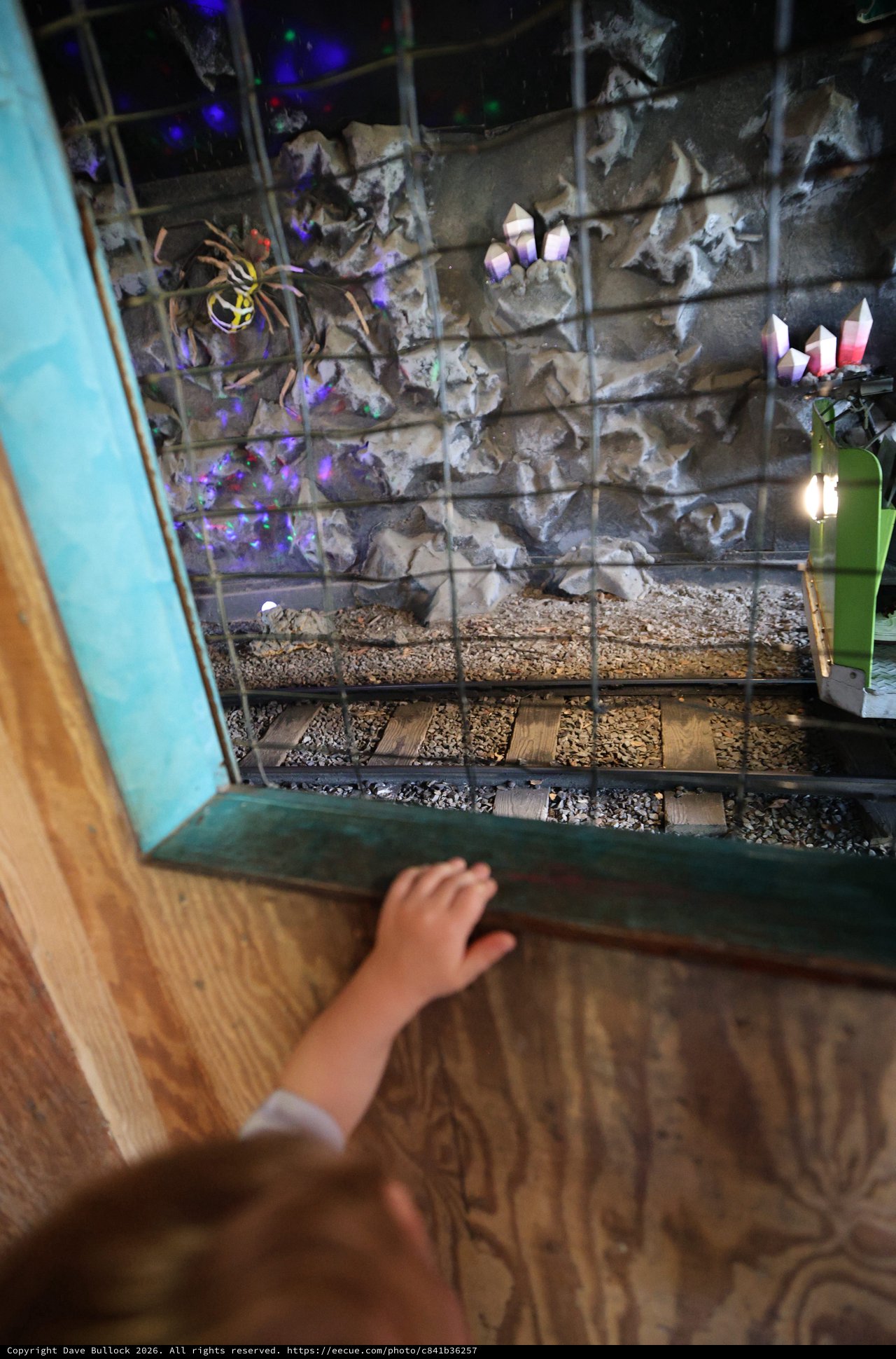 Child Viewing Fantasy Mine Train Diorama Display