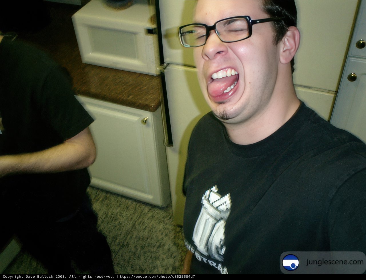 Dave B rocking his black tee at the Valentine's party