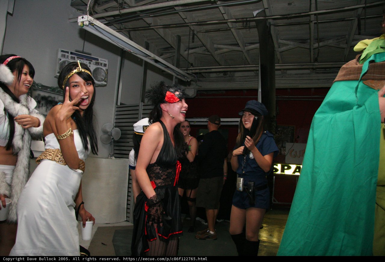 Costumed Ladies Celebrating