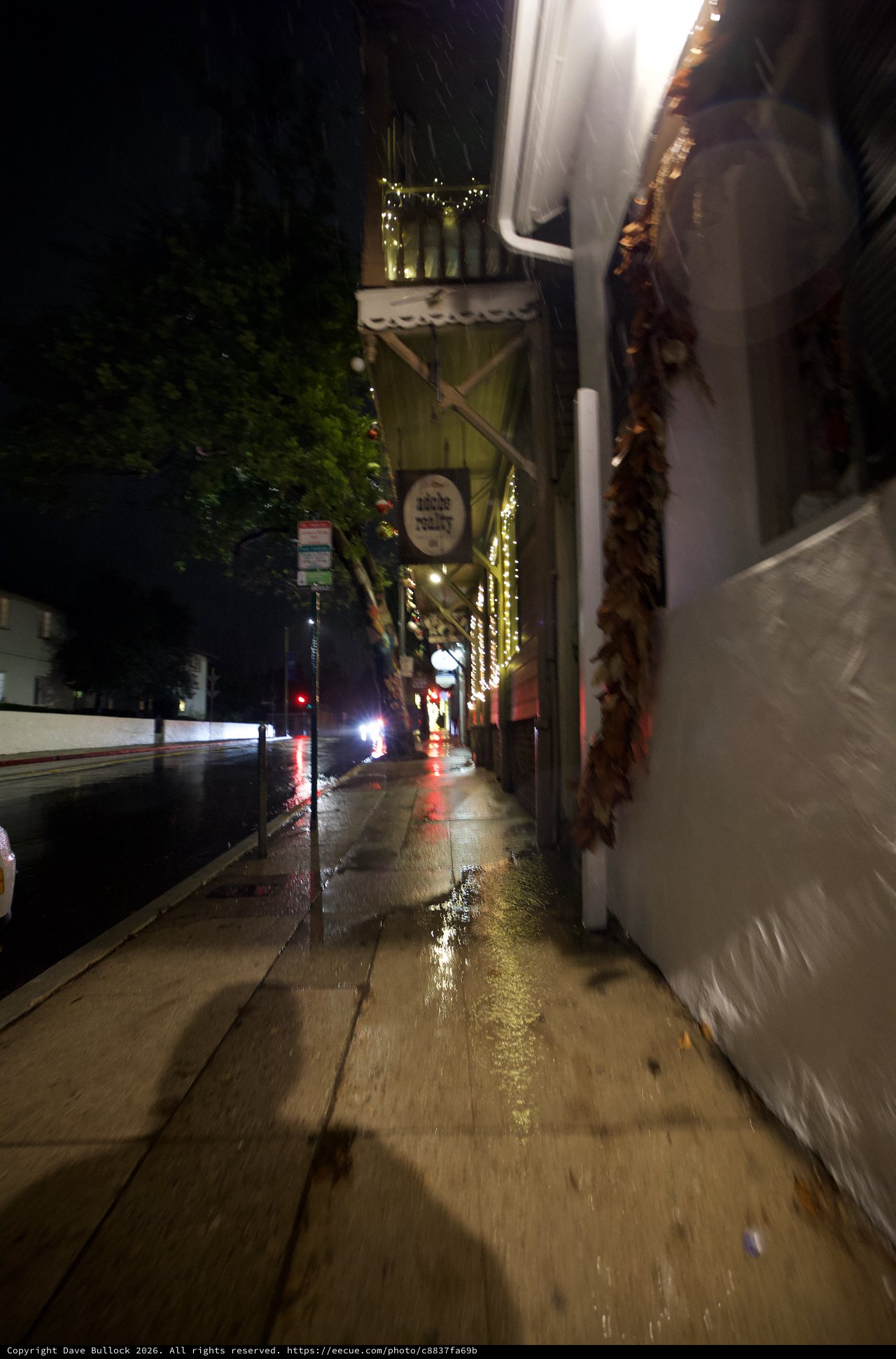 Rainy Night on a Small Town Main Street