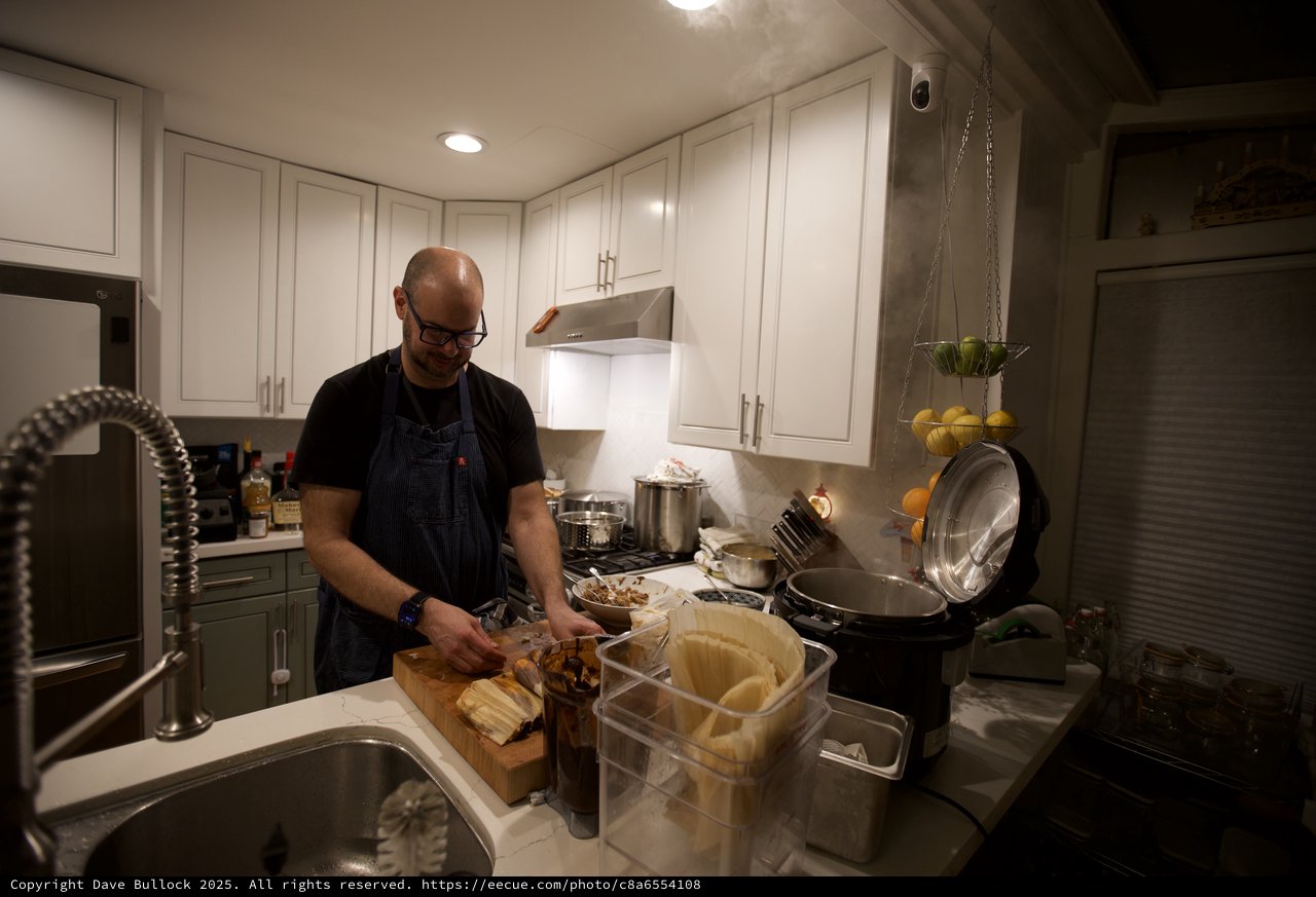 Home Chef Preparing Christmas Eve Dinner in Modern Kitchen