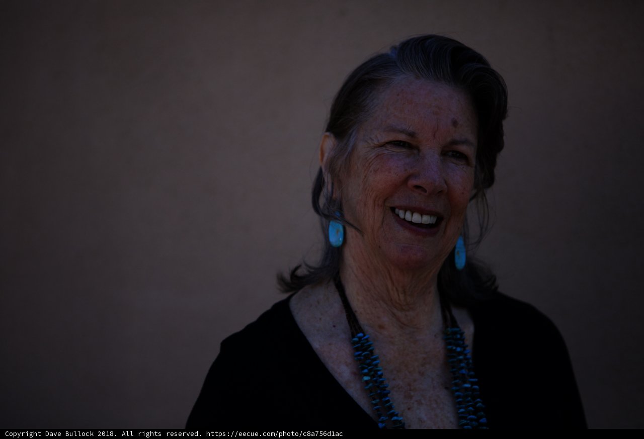 Joyful Rhoda B with Blue Earrings