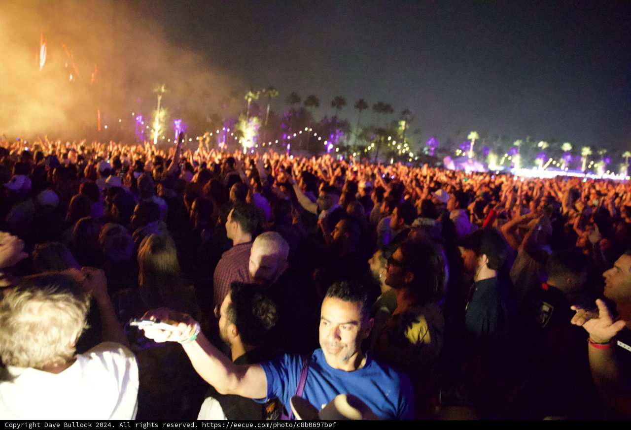 Vibrant Night Under Palms: Coachella 2024 Week 2