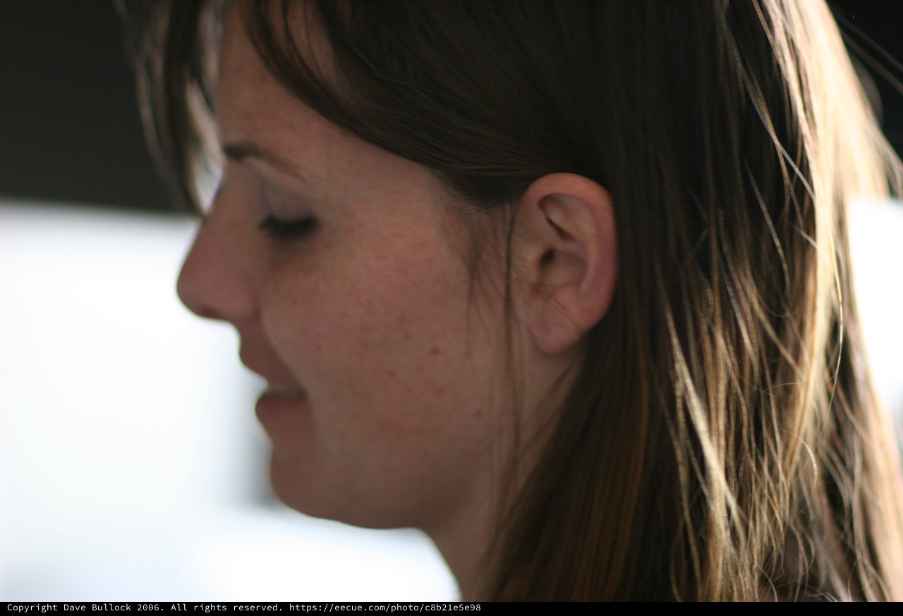 Profile Portrait of Woman with Wind-Swept Hair