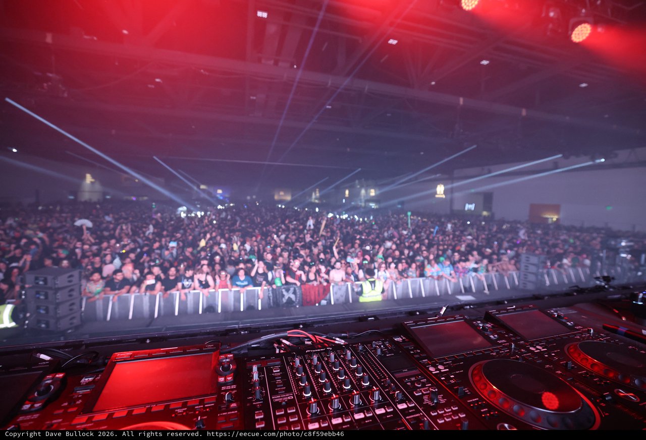 DJ Booth View Over Massive Wobbleland Festival Crowd