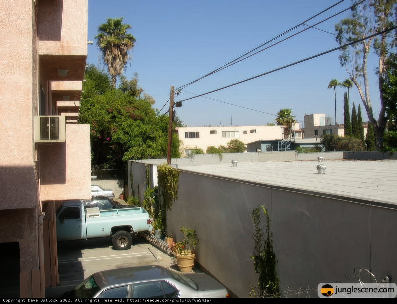 View of City Parking Lot from Rear of Building