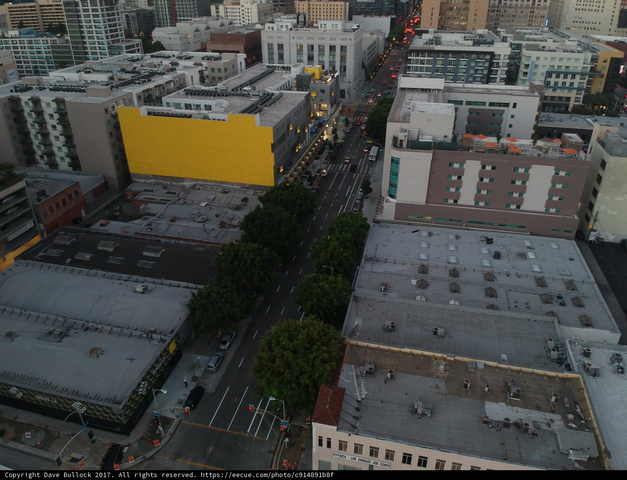 Aerial view of bustling Los Angeles cityscape