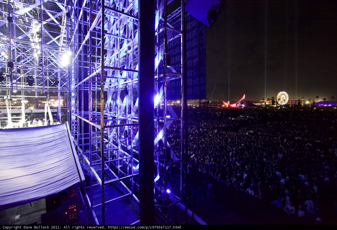 Electric Blue Stage Lights Up Coachella Night Sky