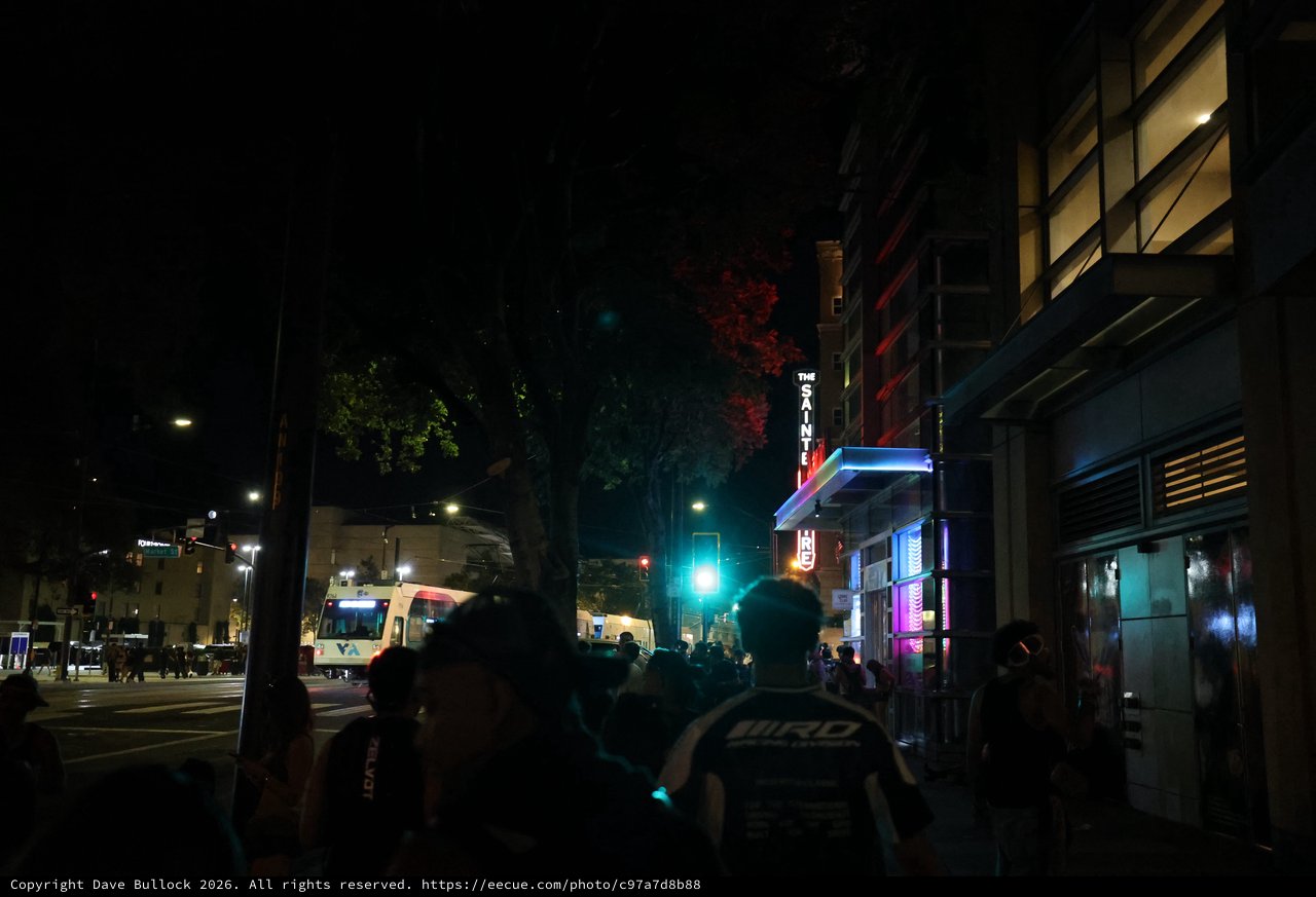 Night Crowd Outside The Sainte Hotel Downtown San Jose