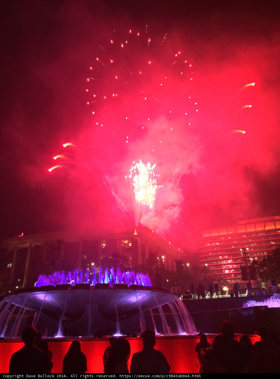 Fireworks Display Over Fountain at Civic Center Mall