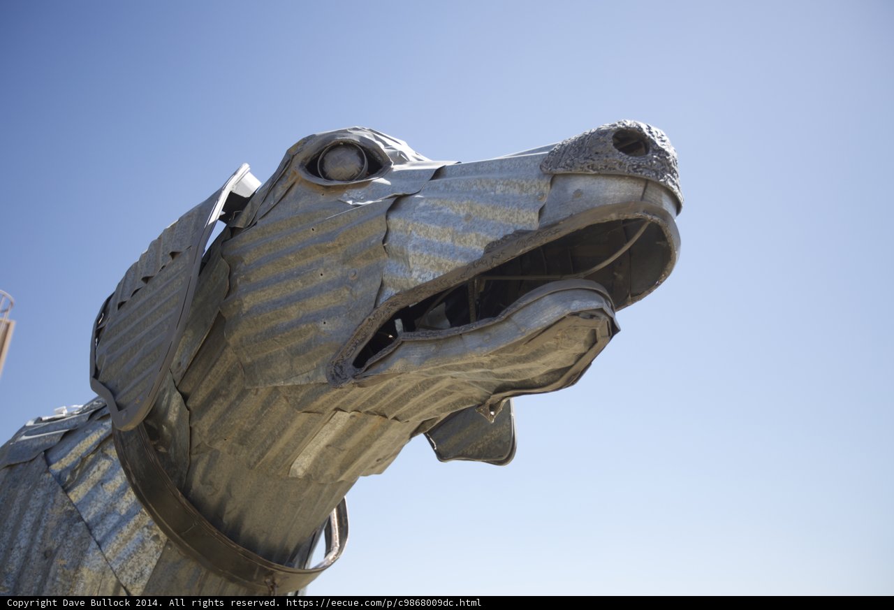 Metal Dog Statue at Coachella