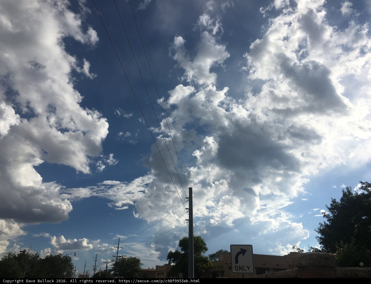 A Scenic View of the Sky from a Street Corner in Santa Fe, New Mexico