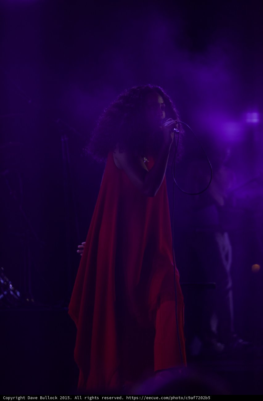 Solange Close Up Portrait Red Dress Purple Haze Intimate